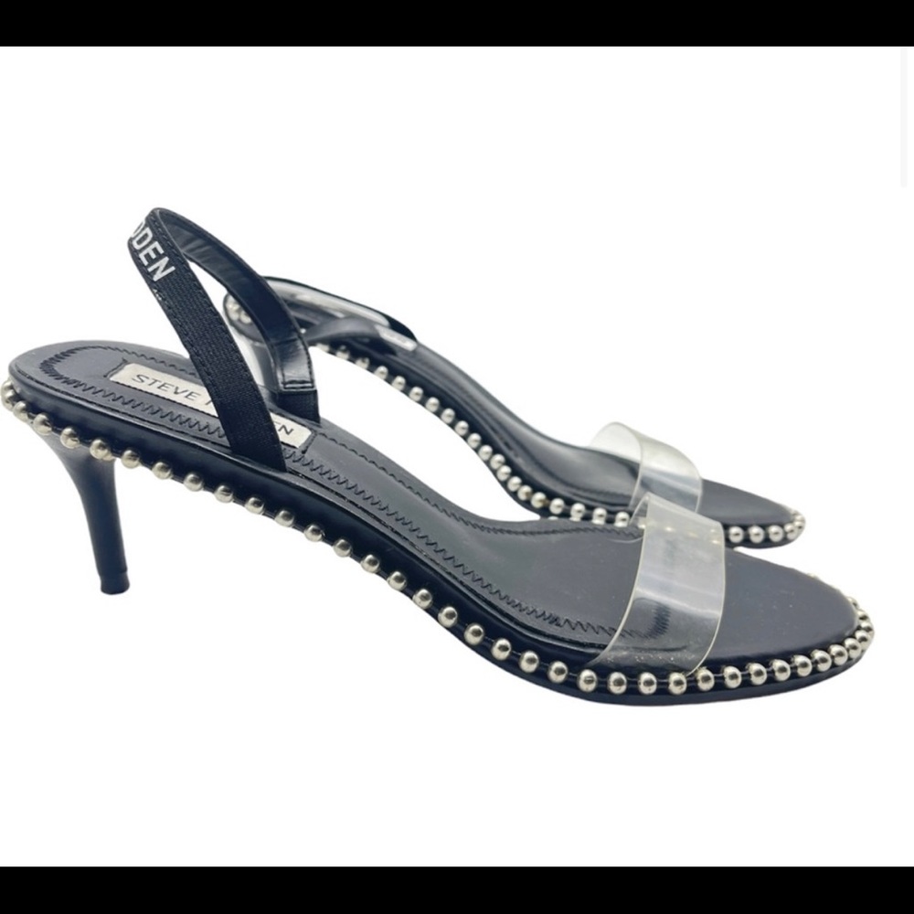 Steve Madden barely there minimal slim low heels punk peep toe size womens 9